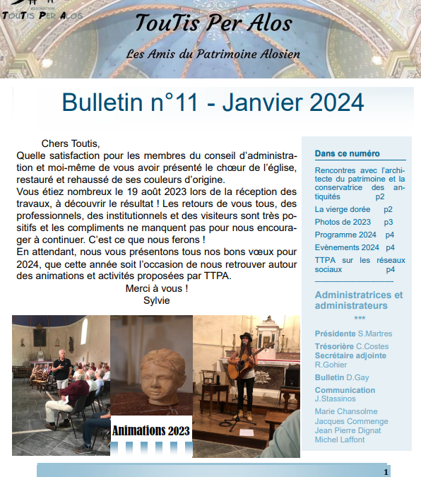 Bulletin n°11 – Janvier 2024